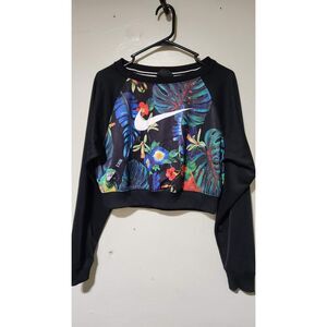 Nike Cropped Sweatshirt – Tropical Floral Print – Size Small